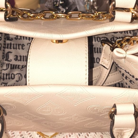 Juicy Couture Sandstone Mini Tote Gold Chain With Charms Padded Handles & Strap - Picture 6 of 11